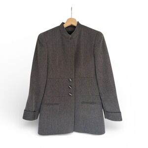 Vintage 80s 90s‎ French Wool Blazer Grey Tailored Jacket Made in Germany Size 4